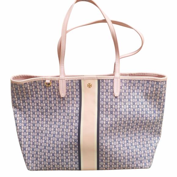 Tory Burch Pink Gemini Link Coated Tote Bag - Picture 1 of 8